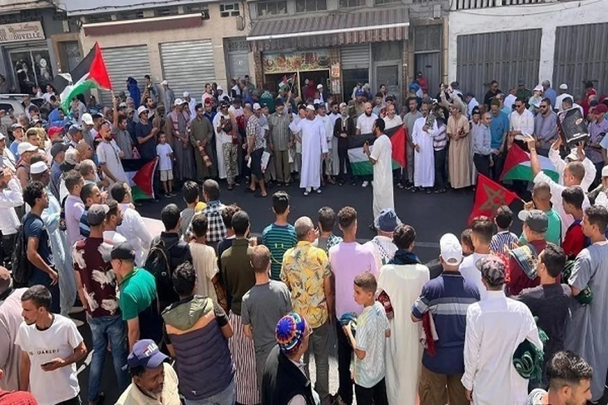 Demo Protes Warga Maroko dalam Solidaritas dengan Lebanon dan Palestina