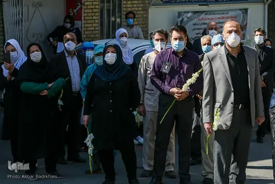 وداع با پیکر شهید مدافع سلامت، دکتر محمد زارع جوشقانی