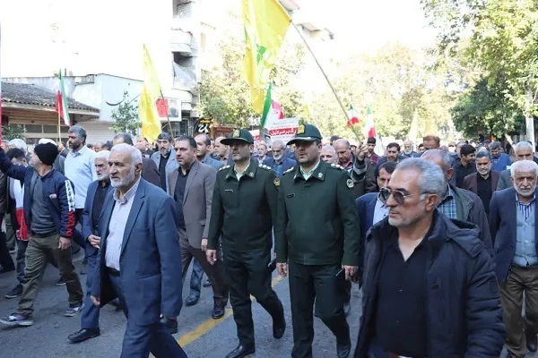 راه‌پیمایی محکومیت جنایات اسرائیل و حمایت از مردم مظلوم غزه و لبنان در ساری
