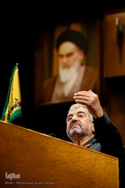 سردار محمد‌علی عزیز جعفری، فرمانده سپاه پاسداران انقلاب اسلامی در سومین یادواره شهدای مدافع حرم فاتحین