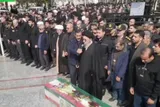 اقامه نماز بر پیکر شهید امیرعلی نیکنام راد در گرگان