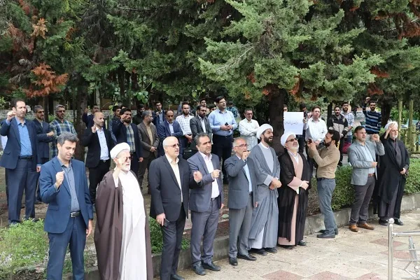 تجمع محکومیت حمله رژیم صهیونیستی به ضاحیه بیروت در دانشگاه مازندران