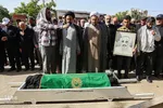 مراسم تشییع و خاکسپاری پیکر استاد محمدعلى کریم خانى، ذاکر و مداح اهل بیت (ع) در شهر نرجه از توابع شهرستان تاکستان