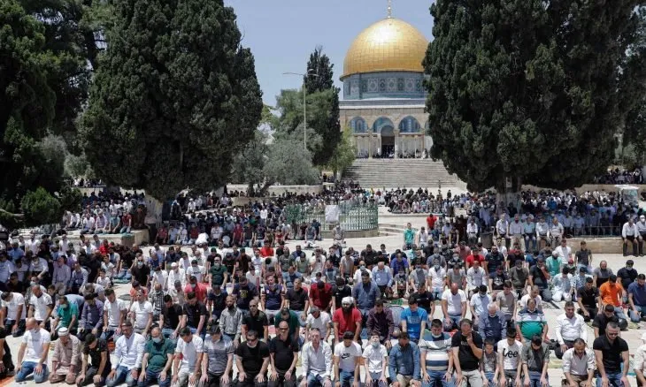 مشاركت 20 هزار نمازگزار فلسطینی در نماز جمعه مسجدالاقصی