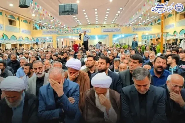آیین وداع با پیکر مطهر آیت الله شهید عباسعلی سلیمانی در مصلی نماز جمعه بابلسر