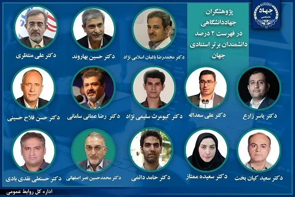 ۱۳ پژوهشگر جهاددانشگاهی در فهرست ۲ درصد دانشمندان برتر استنادی جهان
