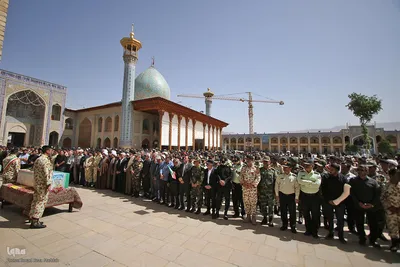 وداع و تشییع تکاور شهید محمد آزادی در حرم شاهچراغ(ع)