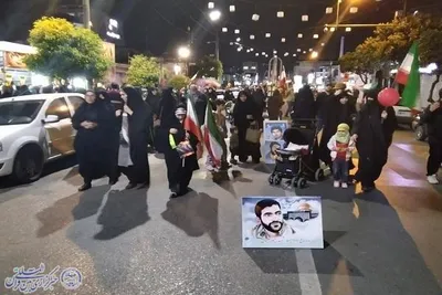موج پنجاه و هفتمین شب اجتماع مردم  بابلسر  در  میدان شهدای بیت المقدس