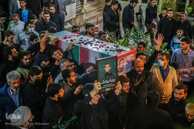 آئین وداع با پیکر شهید مدافع امنیت «آرمان علی‌وردی» در حوزه علمیه آیت‌الله مجتهدی(ره)