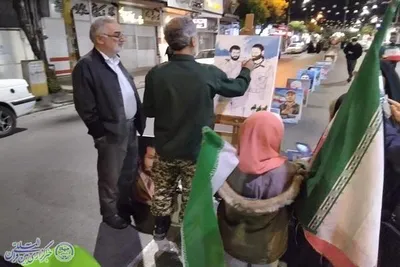 موج پنجاه و هفتمین شب اجتماع مردم  بابلسر  در  میدان شهدای بیت المقدس