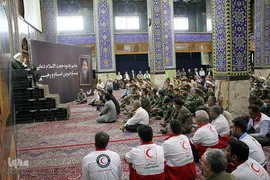 مجلس ترحیم حجت الاسلام سید محمود دعایی سرپرست روزنامه اطلاعات و همچنین هشت درگذشته حادثه اخیر قطار در مسجد حظیره یزد