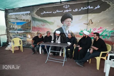 بازدید نماینده رهبر معظم انقلاب در استان سمنان از مواکب خدمت‌رسان به عزاداران شرکت کننده در مراسم تشییع رهبر شهید انقلاب 