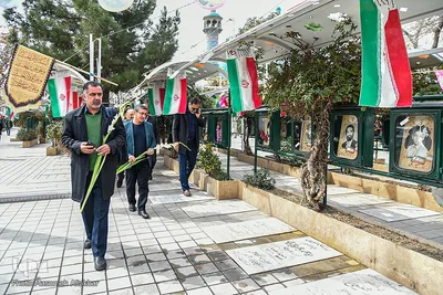 مراسم غبارروبی گلزار شهدای امامزاده محمد(ع) کرج با حضور قرآنیان بسیجی البرز‎