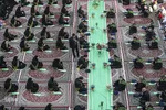اهتزاز پرچم عزا بر فراز گنبد فيروزه‌اي آستان شاهچراغ(ع)
