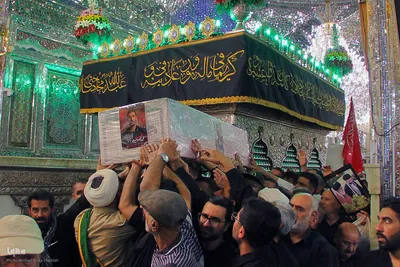 آیین وداع با پیکر مطهر سرهنگ پاسدار «شهید محمدناصر دلیرور» از شهدای نیروی دریایی سپاه  در حرم شاهچراغ(ع)