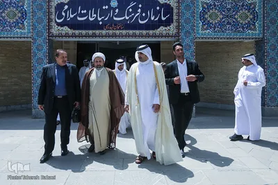 دیدار حجت‌الاسلام والمسلمین محمد‌مهدی ایمانی‌پور، رئیس سازمان فرهنگ و ارتباطات اسلامی با عبدالرحمن بن حمد بن جاسم بن حمد آل ثانی، وزیر فرهنگ قطر