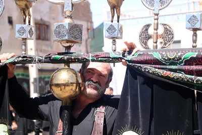 مراسم نخل‌برداری به مناسبت شهادت امام رضا(ع) در یزد‎