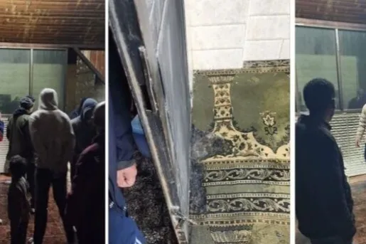 شهرک‌نشینان صهیونیستی یک مسجد در جنوب نابلس را آتش زدند