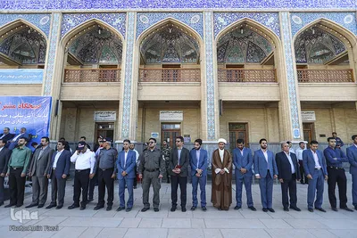 صبحگاه مشترک آتش‌نشانان شيراز در حرم شاهچراغ(ع)