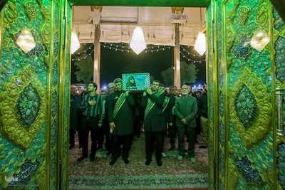 مراسم وداع با پیکر شهید معصومه کرباسی در حرم شاهچراغ