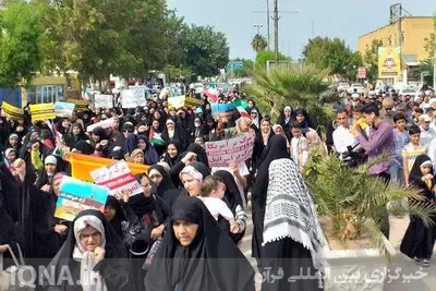 اجتماع بانوان قرآنی بوشهر به حمایت از کودکان غزه‌ای