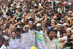 Rally Held by Rohingya Refugees in Bangladesh Demanding to Go Home