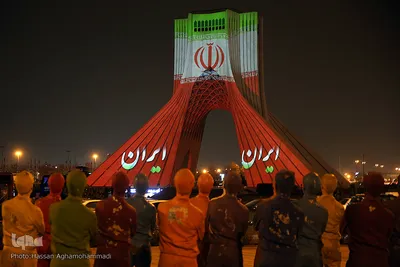 نورپردازی سه بعدی(ویدیو مپینگ) اتحاد و همبستگی ملت ایران بر برج آزادی  در واکنش به اهانت رئیس جمهور کشور ترکیه به تمامیت ارضی میهن اسلامی 