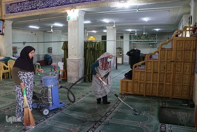 غبارروبی و عطرافشانی مسجد جامع سعدی شیراز‎‎