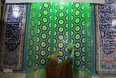 غبارروبی و عطرافشانی مسجد جامع سعدی شیراز‎‎