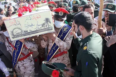 تشییع پیکرهای پاک و مطهر دو شهید گمنام دوران دفاع مقدس در مجتمع فرهنگی ورزشی فجر سپاه اهواز