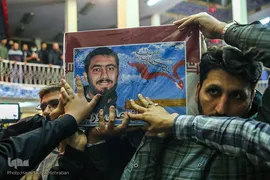 آئین وداع با پیکر شهید مدافع امنیت «آرمان علی‌وردی» در حوزه علمیه آیت‌الله مجتهدی(ره)