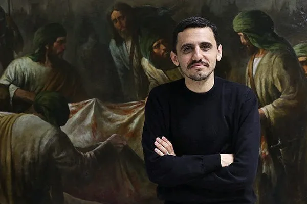نقاشی «حسن روح‌الأمین» با الهام از عروج فرمانده لشکر فاطمیون + عکس