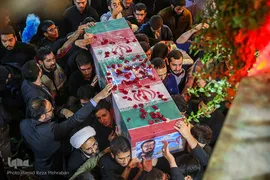 آئین وداع با پیکر شهید مدافع امنیت «آرمان علی‌وردی» در حوزه علمیه آیت‌الله مجتهدی(ره)