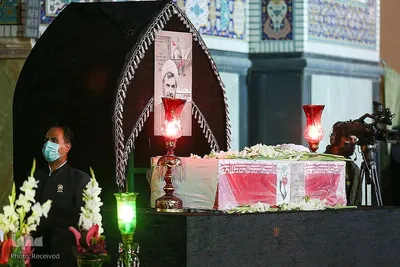 مراسم وداع با پیکر شهید محمد اصلانی در حرم مطهر رضوی