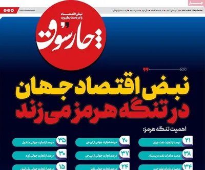 صفحات نخست روزنامه‌های ‌سه‌شنبه ۲۶ اسفند ۱۴۰۴