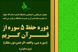 إقامة دورة إلکترونیة لتحفيظ 5 سور قرآنیة للنساء في إیران