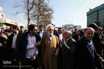غلامحسین محسنی اژه‌ای در راهپیمایی ۲۲ بهمن "خیابان آزادی"