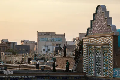 آیین تعویض پرچم گنبد حرم عبدالعظیم حسنی (ع)