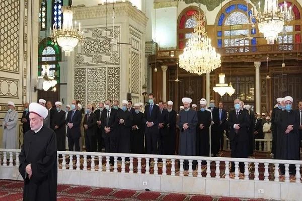 عکس | برگزاری نماز عید فطر با حضور رئیس‌جمهور سوریه در دمشق