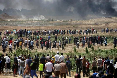 تظاهرات فلسطینیان معترض به انتقال سفارت آمریکا به بیت المقدس در نوار غزه