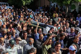 مراسم تشییع و خاکسپاری پیکر استاد محمدعلى کریم خانى، ذاکر و مداح اهل بیت (ع) در شهر نرجه از توابع شهرستان تاکستان در استان قزوین
