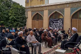 دسته عزاداری طلاب و روحانيون شیراز در سومين روز شهادت امام حسین(ع)