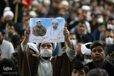 مراسم وداع با پیکر شهید محمد اصلانی در حرم مطهر رضوی