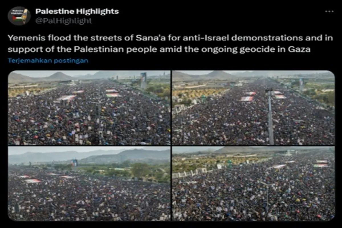 Tak Gentar Serangan Israel, Jutaan Warga Yaman Tetap Gelar Demo Akbar Pro-Palestina