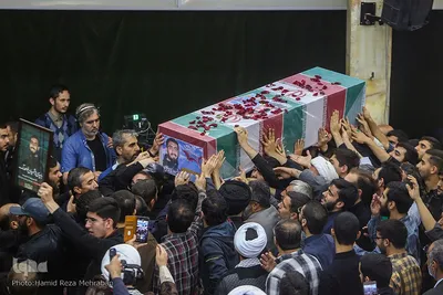 آئین وداع با پیکر شهید مدافع امنیت «آرمان علی‌وردی» در حوزه علمیه آیت‌الله مجتهدی(ره)