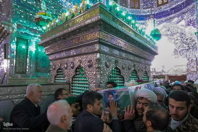مراسم تشییع پیکر مطهر طلبه بسیجی و مدافع امنیت در حرم شاهچراغ