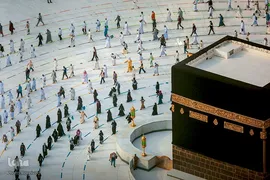 طواف وداع حجاج بیت االله الحرام در آخرین روز حج تمتع ۱۴۴۱