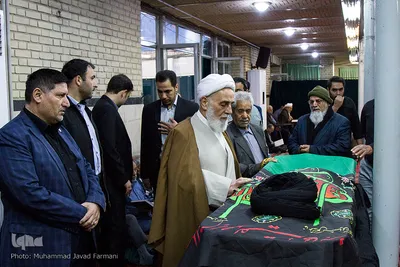 علی اکبر ناطق نوری در مراسم تشییع پیکر مرحوم حجت‌الاسلام سیدمهدی طباطبایی، استاد برجسته اخلاق
