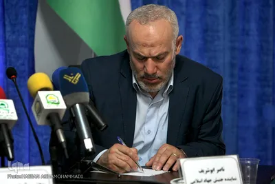 ناصر ابوشریف، نماینده جنبش جهاد اسلامی فلسطین در نشست بررسی امکان و عدم امکان اجرای معامله قرن