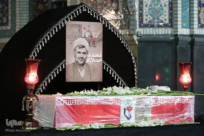 مراسم وداع با پیکر شهید محمد اصلانی در حرم مطهر رضوی